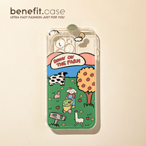 Benefit original ins and autumn winter cows apply Apple 13promax mobile phone shell cartoon iphone12mini transparent xsmax fresh xr soft silica gel 8