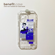 Benefit art blue girl ins wind applies apple 13promax dazzling version phone shell iphone12mini protective sleeve xsmax transparent x