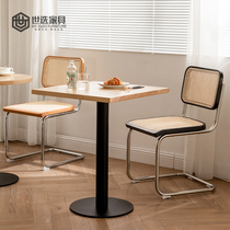 Nordic Middle Ages Silent Wind Solid Wood Roundtable Milk Tea Dessert Coffee Hall Folk square dining table and chairs Composition