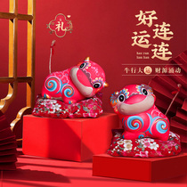 Ji Tufang 2021 Year of the Ox mascot Zodiac cow clay sculpture small ornaments rabbit fortune handicraft rabbit gift
