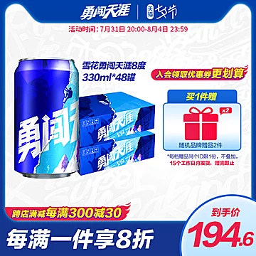 【48罐装】雪花勇闯天涯啤酒330ml*24听*2箱[15元优惠券]-寻折猪