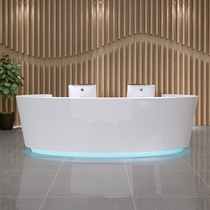 Office front desk Paint front desk Simple table Curved reception desk cashier white welcome desk Large hall creative bar