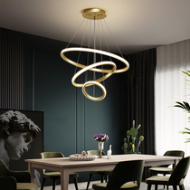 Nordic chandelier Restaurant light Three-headed circle net red light decoration Gold light luxury style Dining room bar line light Bedroom light