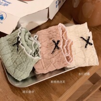 Fan Xiaolao cream cloud panties Womens double layer cotton inner crotch mid-waist bubble lace girl hip briefs