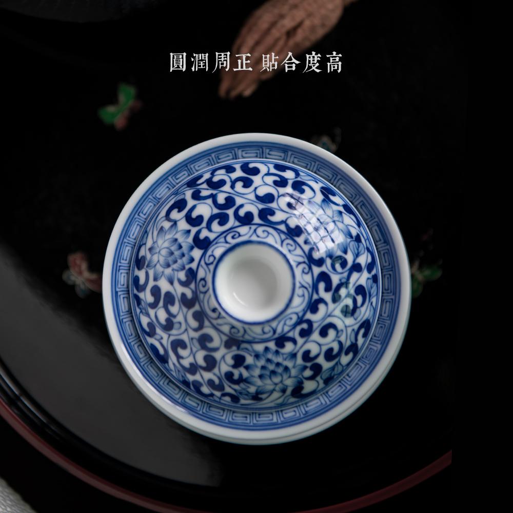 Twenty - four ware jingdezhen blue and white porcelain tea hand - made tureen only three cups of a single small kung fu tea set