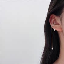 Zero Seven-French niche without ear hole magnet magnet suction clip metal tassel long advanced temperament earrings