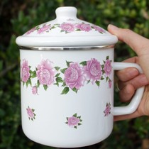 Teacup iron cylinder old-fashioned flat-bottomed cup metal bottom features creative personality Retro classic enamel cylinder mug