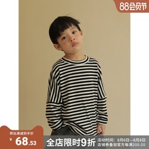 oddtails Boys  western style striped T-shirt spring and autumn new childrens striped base shirt in the tide of childrens tops
