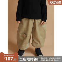 oddtails boys  small feet slacks 2021 new loose Korean winter clothes in large childrens velvet thickened trousers