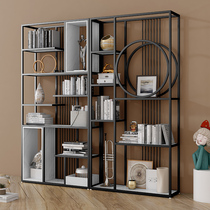 Nordic wrought iron rack modern minimalist living room creative floor net red bookshelf screen partition light luxury Bogu shelf