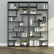 Nordic iron art bookshelf rack floor modern minimalist living room office industrial style creative partition metal rack