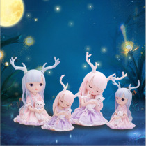 ins girl heart deer resin crafts pink home decoration birthday gift cake baking ornaments