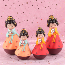 Net red tumbler little sister retro court style enamel craft gift Tang Dynasty costume women doll decoration ornaments