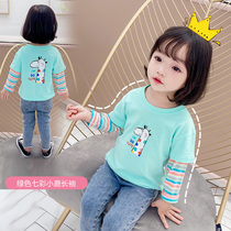 Girls Cotton Spring and Autumn long sleeve small children cartoon unicorn deer animation fashion new foreign atmosphere tide base shirt