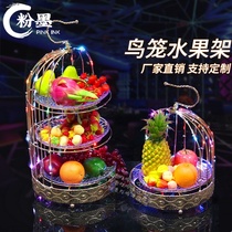 Creative three-layer multi-layer birdcage luminous fruit plate Bar KTV snack plate Fruit platter dried fruit shelf LED charging