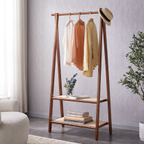 Eurostyle full solid wood floor clothes hat rack wood hanging hanger walnut wood Indonesian rattan bedroom home multifunctional hanger