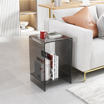 Transparent gray sofa side acrylic side table corner few living room double coffee table modern simple bedside cabinet