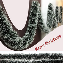 Christmas decoration tops dark green white border Christmas madder Christmas tree decoration hangings Christmas scene arrangement