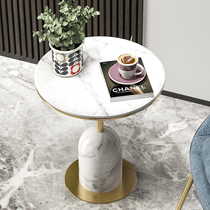 Light luxury rock board Sofa edge Balcony corner Creative living room Marble round net red small coffee table Round table