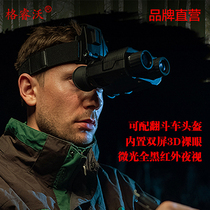 New head wearing double-drum dual screen 3D kinescope with infrared night vision Helmet Tactical Night Vision HD photo video
