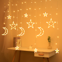 Led moon star light string colorful light flashing light string light starry net red background bedroom home decoration star light
