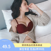 Red underwear set womens small breasts gathered no steel ring to close the pair of breasts bra for the year of the ox natal year wedding bride bra