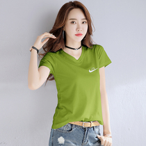 Official Web Official Flagship Store Short Sleeve T-shirt Woman V Collar Round Collar Clothes Summer Half Sleeve Pure Cotton Undershirt Tide