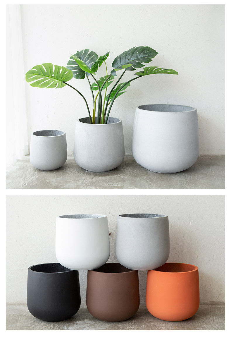 酒杯水泥花盆圆形镁泥简约北欧风格大号阳台客厅落地直销
