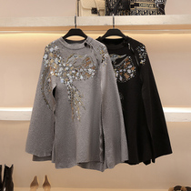 Heavy industry handmade sequined embroidery shawl cloak loose knit design sense niche 2020 autumn winter sweater coat women
