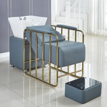 Net Red Barber shop shampoo bed hair salon special shampoo bed gold-plated stainless steel Flushing bed ceramic basin hairdressing shop
