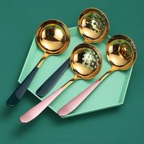 304 Stainless Steel Soup Spoon Home Big stock Soup Porridge Spoon Leak Spoon Creative Pull Face Spoon Hot Pot Porridge Small Soup Spoon