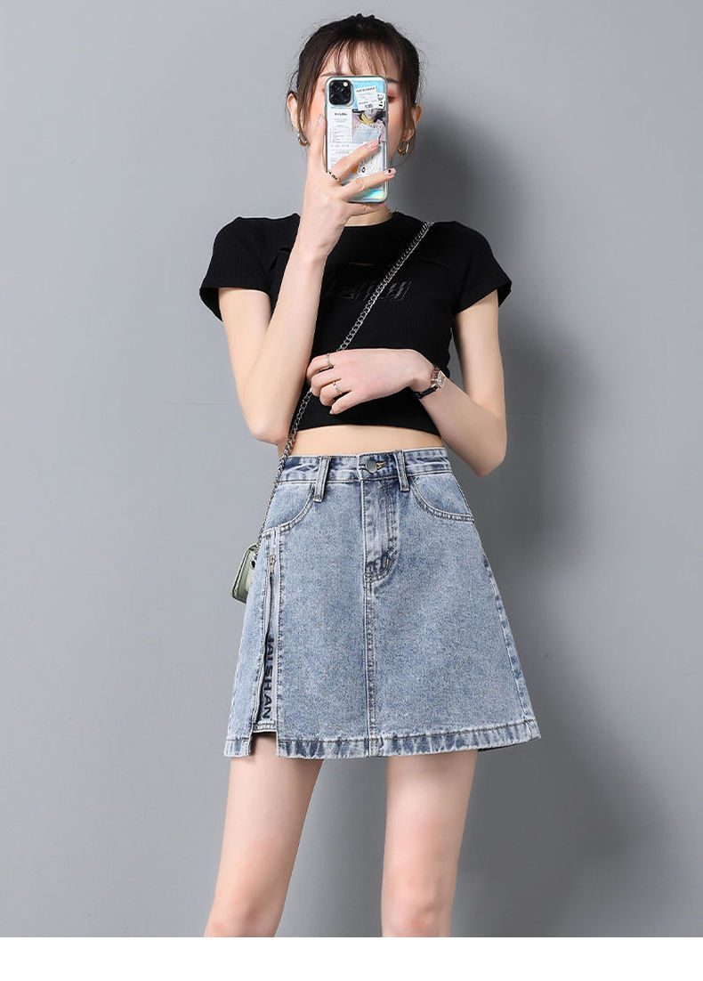 牛仔半身裙短款包臀a字裙2021新款高腰有内衬防走光短裙女ins夏季