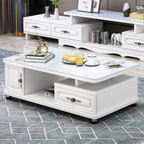 Rounded table tea table minimalist modern European style living room TV cabinet Composition Tea table Home Small family type glass tea table Table