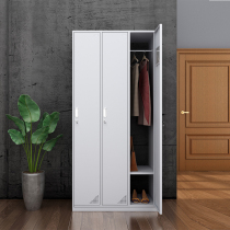 Thickened three-door iron wardrobe office locker bathroom gym dormitory staff lockers with lock