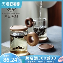 Wood Sheng plaything tea cup personality female glass cup water cup Fashion creative office tea water separation cup cute