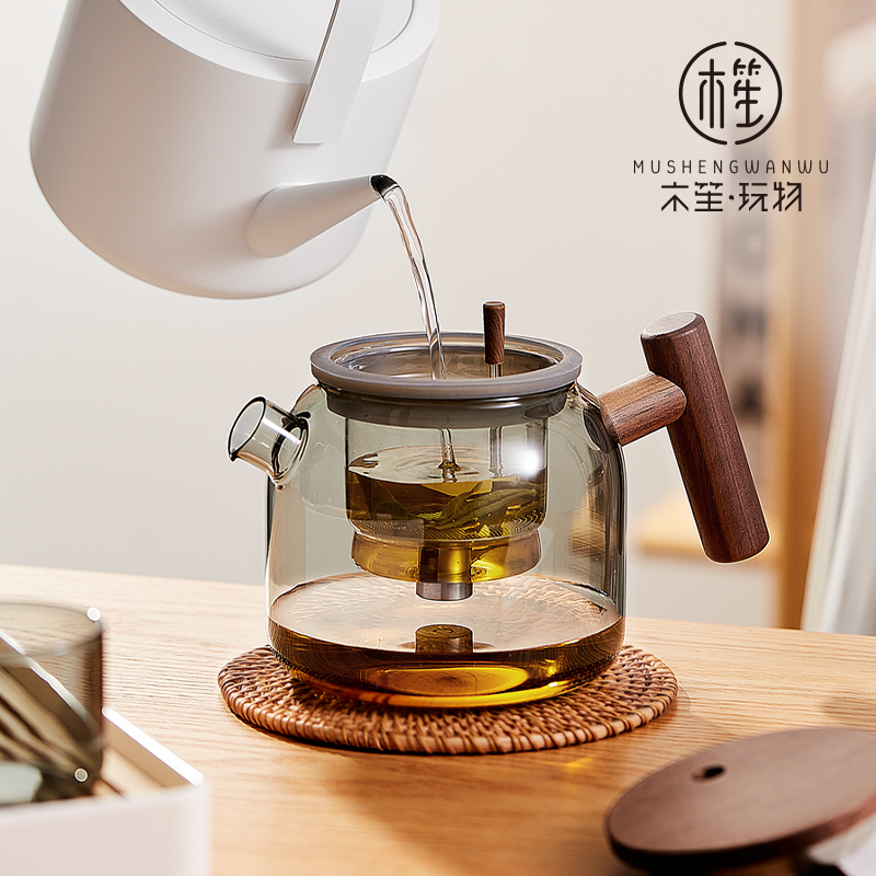 Wood Sheng Plaything Glass Tea Set Home Bubble Teapot Tea Water Separation Large Capacity Flutter Cup High Temperature Resistant Tea Maker-Taobao