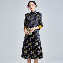 Mo encounter 2020 autumn and winter New Chinese style retro temperament slim improved cheongsam long dress