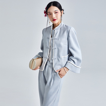 2020 autumn and winter New Chinese style retro celebrity temperament improved Tang suit professional small fragrant wind suit female two-piece set