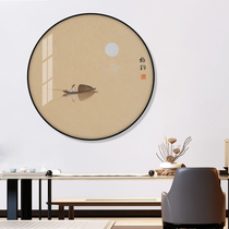 New Chinese-style Zen living room background wall decorative painting Single Diaoyu into the home entrance study tea art house hanging painting original