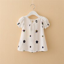 2021 childrens clothing summer shirt children Korean short sleeve shirt girl new coat cotton female foreign baby shirt