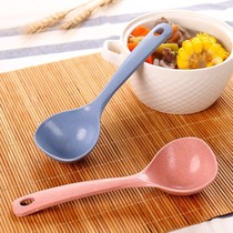 Qiaoi home wheat straw soup spoon household long handle porridge spoon Kitchen kitchenware plastic thick large porridge spoon