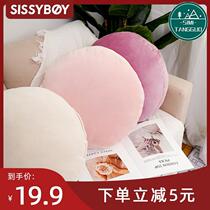 Japanese velvet soft pillow round futon office waist cushion bedside sofa nap pillow removable wash