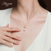 feevia Feiwei 925 Sterling Silver Necklace Female Tide Personality Pearl Ginkgo Leaf choker Exquisite Short Item
