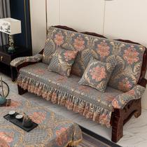 With backrest wooden one-piece sponge spring and autumn chair four seasons sofa cushion non-slip mat red thickened three-person cushion one