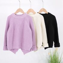 Childrens clothing 2022 new girl sweaters fur coat foreign air fashion Korean version trends CUHK children open forks anti-cocking sweaters
