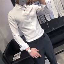 Suit long sleeve shirt men anti-wrinkle non-iron youth handsome Korean trend hair stylist business dress white shirt