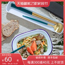 Half-life chopsticks spoon set portable office workers 304 stainless steel mesh Red single three-piece tableware