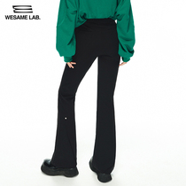 WESAME LAB structure splicing suit slightly spicy horn female spring and autumn high waist thin black straight trousers