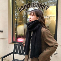 Scarf women winter woven thickened warm scarf knitted wool solid color students winter Joker Korean version to send couples