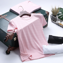 2021 New ice silk T-shirt female thin style ins tide round neck summer slim slim quick dry breathable top short sleeve